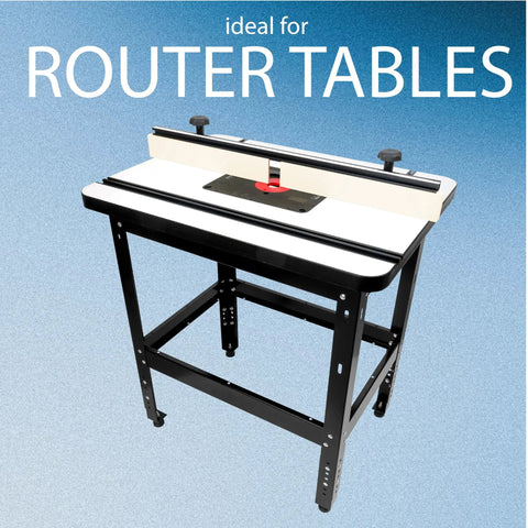 Beefed Up Heavy Duty Router Table Stand For Workshop With Ergonomic Height And Adjustable Feet, supports routers