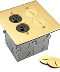 Two Gang Floor Box Kit 5 By 5 Inch With 20 Amp Tamper Resistant Receptacle Brass Data Port Watertight Gasket And Corrosion Resistant Hardware For Raised Floors In Homes And Offices Easy Install