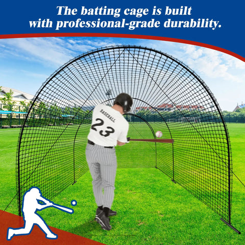 2025 Upgraded Backyard Baseball Batting Cage With Frame And Net 20 Ft By 12 Ft By 8 Ft Easy Setup Outdoor Training Gear in use