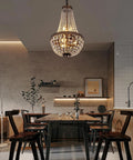 Six Light French Empire Crystal Chandelier With Antique Bronze Finish for farmhouse ceiling pendant lighting over dining table