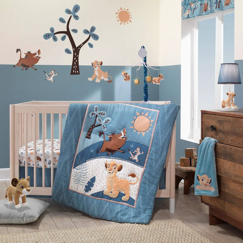 Kids room decor with Lion King Adventure Lamp With Shade And LED Bulb, Simba Sculpted Base in a nursery setting.