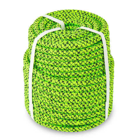 Beefy Double Braided Arborist Rope 1/2 Inch By 125 Feet No Stretch Static Rope With 7200 Lb Working Load in green and black pattern