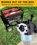 Plug and Play Carburetor next to Predator Generator, showing ease of installation for 3200 4000 4375 Watts 212Cc 208Cc engines