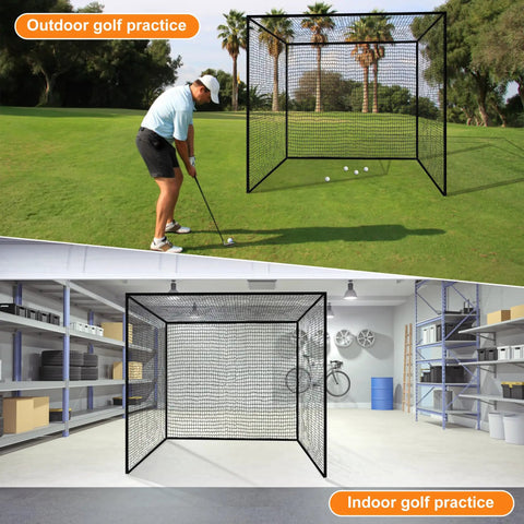 Durable Nylon Batting Cage Net Only For Backyard Golf Practice Seven Point Eight Foot Square With 10 Carabiners And 4 Tie Ropes