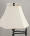 Close-up of cream shade on Wentworth Swing Arm Floor Lamp In Burnished Bronze Finish Your Go To Reading Light With 22 Inch Extension Arm