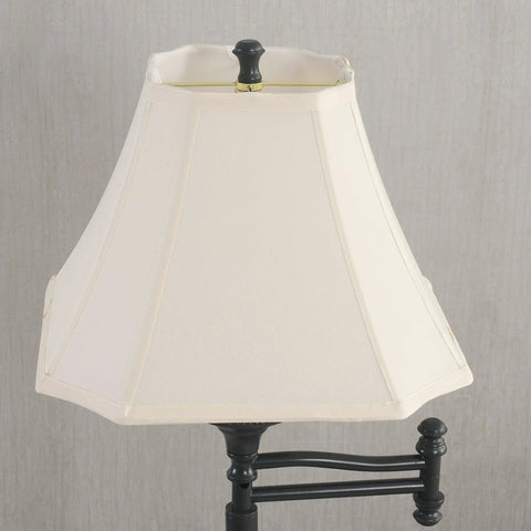Close-up of cream shade on Wentworth Swing Arm Floor Lamp In Burnished Bronze Finish Your Go To Reading Light With 22 Inch Extension Arm