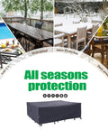 Heavy Duty Waterproof Rectangular Patio Table Cover 86 by 44 by 27.5 Inches in various weather conditions, Gray Ripstop