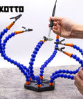 Six Arm Third Hand Soldering Station with non slip aluminum base holding a circuit board.