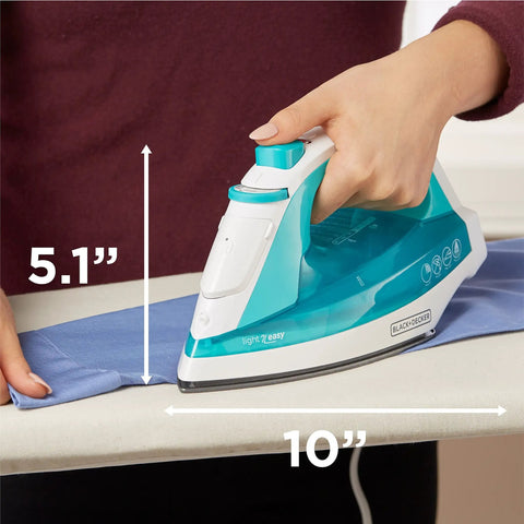 Hand using Light N Easy Compact Steam Iron With SmartSteam Technology Anti Drip System And Spray Mist for Effortless Streak Free Creases