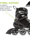 Zetrablade Mens Fitness Inline Skates For Beginners With High Cuff Support featuring black frame and secure buckle closure.