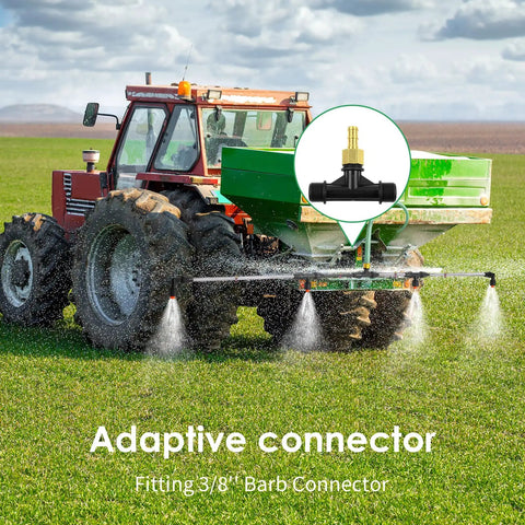 Tractor with Heavy Duty 4 Nozzles Metal Sprayer Boom Wand With Three Eighths Inch Brass Barb watering large field.