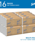 Scott Professional Universal Multifold Paper Towels, white, 9.2x9.4 in, compressed, 16 packs x 250 sheets (4,000 total)