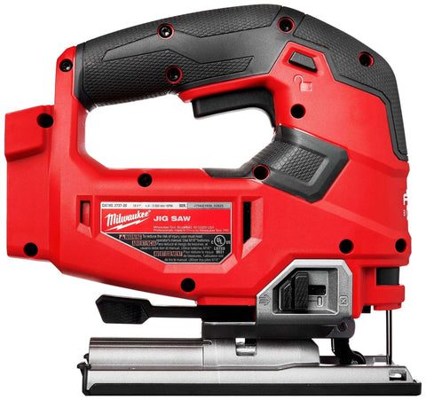 Milwaukee M18 FUEL D-handle jig saw bare tool, red and black side view