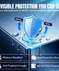Stainless Steel Cleaner And Polish 10oz Cleans Polishes And Protects Kitchen Appliances Like Refrigerators Sinks Ovens And Grills With A Residue Free Streak Free Shine No Greasy Residue Left Behind For A Brand New Look - shield represents protection against moisture and fingerprints