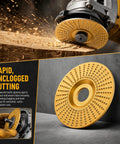 Three Piece Wood Carving Disc Kit For Angle Grinders Four Inch And Four Point Five Inch Tungsten Carbide Cutting Wheels in action