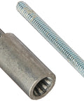 Top Shelf Heavy Duty Metal Shaft Extension With Secure Screw 7 8 Inch Depth Grey Hardware handle, grey shaft and screw tool set for DIY tasks.