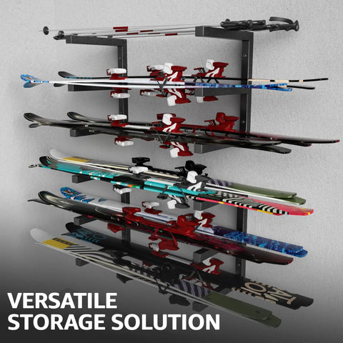 Beefy Wood Organizer And Lumber Storage Rack Wall Mount Heavy Duty Metal Shelf Six Levels Holds Up To 1200 Lbs storing skis