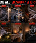 Epic Halloween Fake Spider Webs With 200 Square Feet Of Stretchable Yard Netting And Twenty Realistic Creepy Crawlers for spooky indoor and outdoor setups.