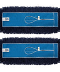 Straight Up Premium Heavy Duty Nylon Dust Mop Replacement Head 2 Pack Fits Standard 36 Inch Frames Machine Washable with blue yarn strands.