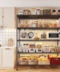 Five Tier Heavy Duty Wire Storage Shelves For Garage, Space Saving Unit With 1000 Lbs Capacity, Wide 45.8 Inch Shelving Rack, Easy Move Through Doorways, Sturdy Metal Garage Organizer For Tools, Supplies, And More, loaded in kitchen