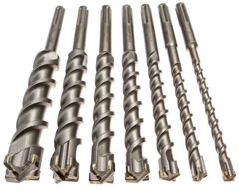 7 Piece Carbide Tipped Masonry Drill Bit Set For SDS Max Rotary Hammers Heavy Duty Concrete Brick Tile Bits with Long Reach