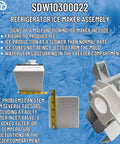 Ice Maker Assembly Replacement For Specific Refrigerator Models W10300022 And W10122556 showing size and details