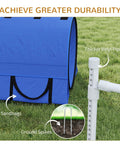 7 Piece Dog Agility Training Set For Backyard Fun, With Weave Poles, Tunnels, Adjustable Hurdles, Jump Ring, Pause Box, Whistle, Blue