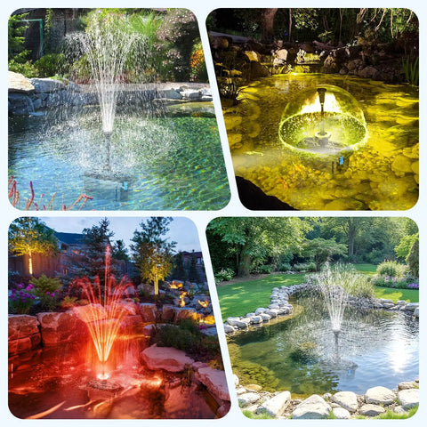 660GPH Pond Filter With RGB Auto Cycle LED Lights And Built In 40W Pump in use in various garden fountains and koi ponds