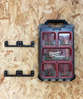 Dope Cleat And Feet Cleats Six Pack For Tool Box Storage System next to Milwaukee Packout case on wooden surface