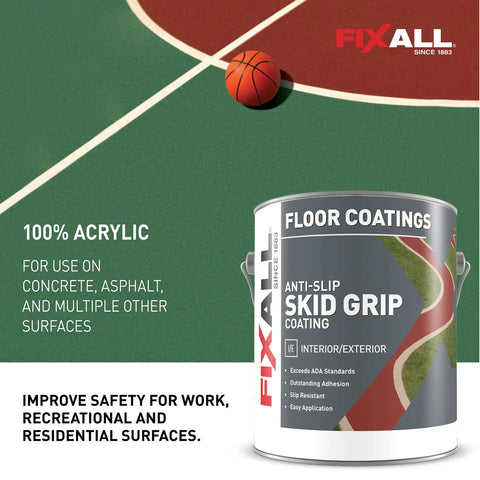 Skid Grip No Slip Coating Paint For Concrete And Pavement, 1 Gallon Smoke Color, Exceeds ADA Standards can with court background