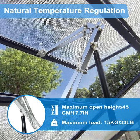2 Pack Solar Sensitive Automatic Greenhouse Window Opener Auto Vent Kit With Dual Spring Up To 30 Lbs For Roof Vents Hothouse Ventilation Galvanized Steel Durable Easy Install