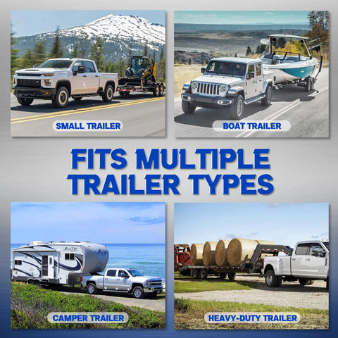 4 Pack Trailer Axle Spring Perch Seats For 3 Inch Round Axles displayed with small, boat, camper, and heavy-duty trailers