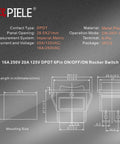 3 Position Rocker Toggle Switch DPDT 6 Pin On Off On Panel Mount For Marine Boat Use 125V AC 20A 250V AC dimensions diagram
