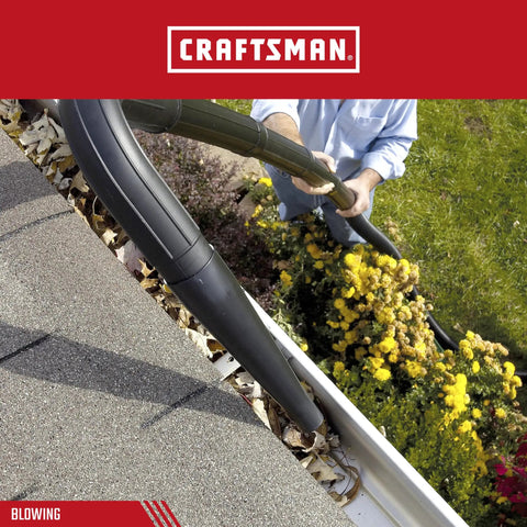 Two And A Half Inch Gutter Cleaning Wet Dry Vac Attachment Kit for Blowing and Suction Debris from Gutters, close-up in use.