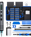 Mini Electric Screwdriver Set 140-In-1 for DIY Pros, Cordless Kit With 120 Precision Bits, 5 Torque Settings, LED Light Display.