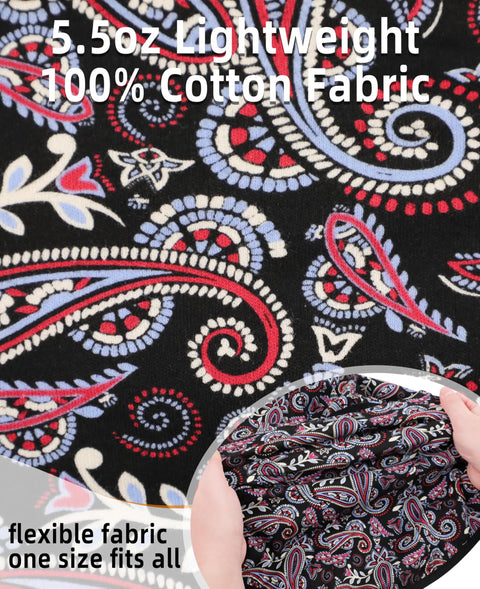 Paisley print fabric of flame resistant balaclava face mask for welding gear, lightweight 5.5oz cotton, flexible, one size fits all.