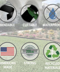 Infographic showing features of Deep Landscape Edging System With Ten Inch Depth And Fifty Feet Run For Grass Root Barrier Pro Grade Yard Border