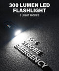 300 Lumen LED flashlight with SOS, strobe, emergency modes on Powerful 2500A Jump Starter With Air Compressor And Tire Inflator