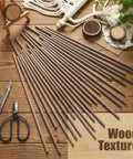 Top Shelf 48 Pack Walnut Dowel Rods 1/4 By 12 Inch Hardwood Sticks for No Drama DIY Crafts on wooden table.