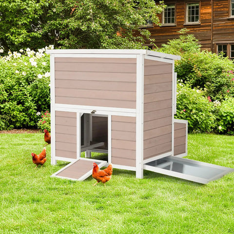 40 Inch Wooden Chicken Coop With 3 Lockable Nesting Boxes For 4 To 6 Chickens Outdoor Hen House With Removable Tray For Backyard Garden Easy Clean Brown Finish