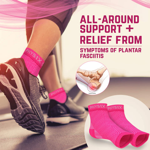 Plantar Fasciitis Relief Socks With Arch Support For Men And Women, Toeless Ankle Compression Sleeve For Foot Pain, Swelling And Heel Spur Relief, No Motion Restriction, All Day Comfort, Pink Size L XL
