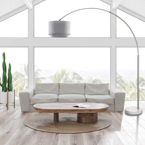 Modern Arching Floor Lamp With A Tall Steel Frame And Broad Drum Shade Built For Real Spaces And Bedrooms Effortless Setup With A Tough As Nails Build That Totally Levels Up Your Room
