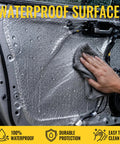 Heavy Duty Tear And Stick Sound Deadening Mat 10mm Thick Aluminum Heat Shield Foil 60 X 40 Inches shown on car door with water beads.