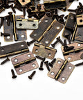 Two Size Bronze Mini Hinge Set With 60 Small Hinges And 300 7 Mm Screws In Clear Storage Box for dollhouse and crafts