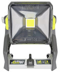 Front view of One Plus 1800 Lumen 18V Hybrid LED Work Light with flat standing base and onboard mounting options.