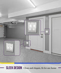 Heavy Duty Stainless Steel 2-Gang Wall Plate 4.50 By 4.57 Inches Decorator Style on gray wall in garage