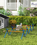 Dog jumping over hurdles in 4 Piece Dog Agility Course Set With Adjustable Height Hurdles, Portable Carry Bag, Indoor Outdoor Training