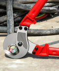 Close-up of Professional Heavy Duty Cable Cutters 14 Inch Wire Snips Built Like A Tank Using Premium Chrome Vanadium Steel.