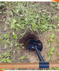 Heavy Duty Hand Auger Post Hole Digger 6 Inch By 46 Inch with Non Slip Hardwood T Handle digging hole in the soil