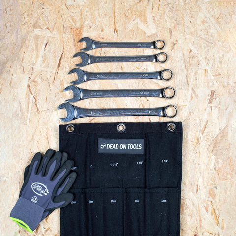 Heavy Duty 24 oz Canvas Large Wrench Roll Tool Bag For Large Wrenches With 3 Grommets For Hanging Storage, Padded Handle, Made In USA